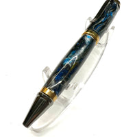 Black Ti & Gold Ti / Queen City Blue Diamond Cigar Twist / Ballpoint Pen - WrYT365