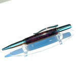 Rhodium & Black Ti / Dark Purple Wood Sirocco Twist / Ballpoint Pen - WrYT365