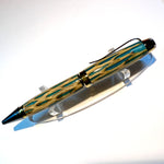 Black Ti & Gold Ti / Blue Cholla Cactus Cigar Twist / Ballpoint Pen - WrYT365