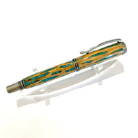 Antique Silver / Cholla Wood & Kingman Turquoise Inlay / Rollerball Pen - WrYT365