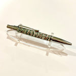 Chrome / Green & Light Brown & White Athena Click / Ballpoint Pen - WrYT365