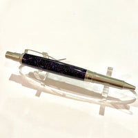 Stainless Steel / Dark Purple Diamond Coyote Click / Ballpoint Pen - WrYT365