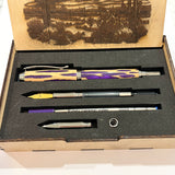 Black Ti & Rhodium / Purple Cholla Wood in Wooden Box / Rollerball & Fountain Pen Combo - WrYT365