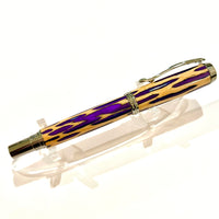 Black Ti & Rhodium / Purple Cholla Wood in Wooden Box / Rollerball & Fountain Pen Combo - WrYT365