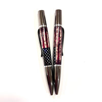 Rhodium/Black Ti / Distressed US Flag Ares Twist / Ballpoint Pen - WrYT365