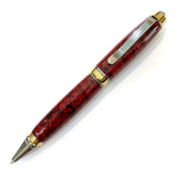Blk Ti/Gold / Red Stabilized Box Elder Burl Cigar / Ballpoint Pen - WrYT365