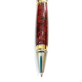 Blk Ti/Gold / Red Stabilized Box Elder Burl Cigar / Ballpoint Pen - WrYT365