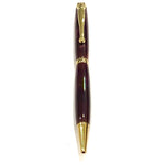 Gold Ti / Maroon Resin Slimline Twist / Ballpoint Pen - WrYT365