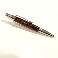 Chrome / Stabilized Dyed Brown Maple Burl Wood Athena 88 Click / Ballpoint Pen - WrYT365