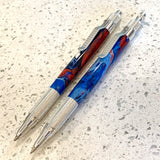Aluminum / Red White Blue Acrylic Click / Ballpoint Pen - WrYT365