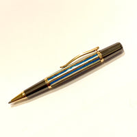 Gold/Gunmetal / Blue & Brown Spectraply Sirocco / Ballpoint Pen - WrYT365