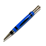 Rhodium / Blue Crayon Executive Twist / Ballpoint Pen - WrYT365