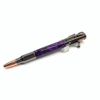 Gunmetal / Purple Acrylic Bolt Action / Ballpoint Pen - WrYT365