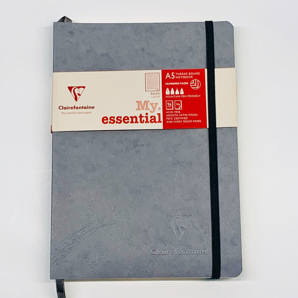 Clairefontaine Paginated "My Essential" A5 Notebook Journal - Grey - WrYT365