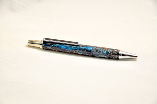 Chrome Click / Blue & Brown Acrylic / Ballpoint Pen - WrYT365